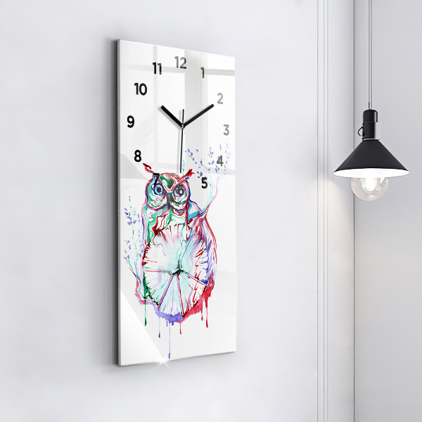 Vertical wall clock Illustration of Owl and Clock