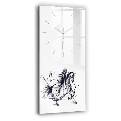 Vertical wall clock Knight on a horse made of ink drops
