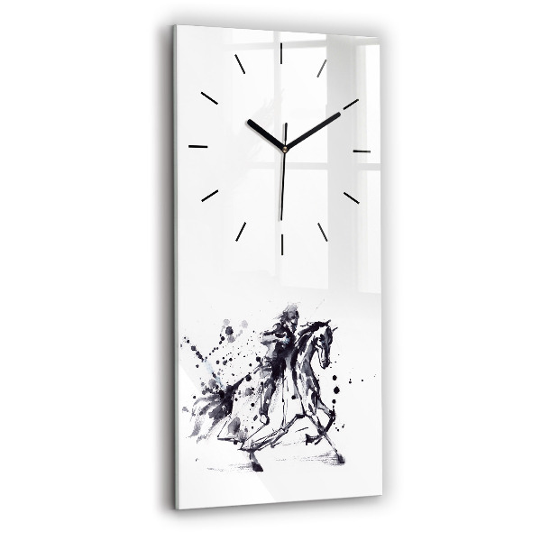 Vertical wall clock Knight on a horse made of ink drops