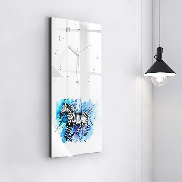 Vertical wall clock Painted Zebra Asymmetry