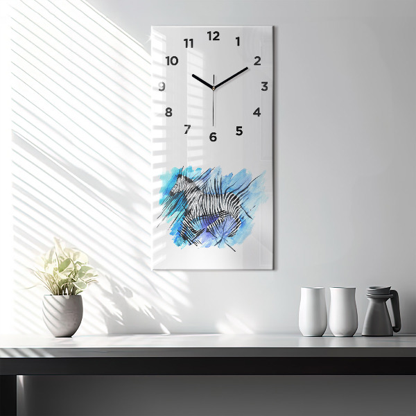 Vertical wall clock Painted Zebra Asymmetry