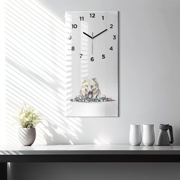Vertical wall clock Abstraction bear city