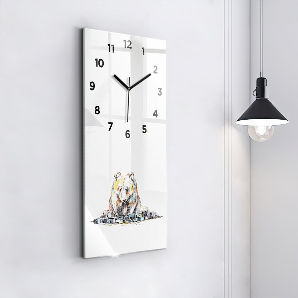 Vertical wall clock Abstraction bear city