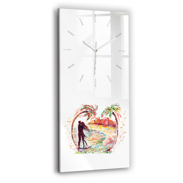 Vertical wall clock Watercolor Love on Miami Beach