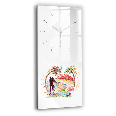 Vertical wall clock Watercolor Love on Miami Beach