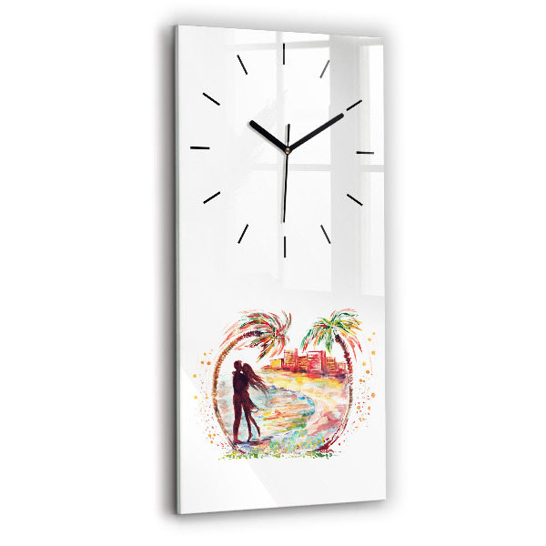 Vertical wall clock Watercolor Love on Miami Beach
