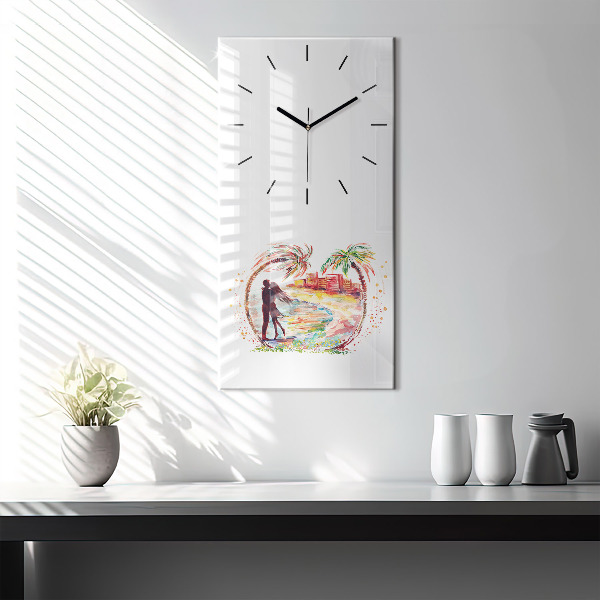 Vertical wall clock Watercolor Love on Miami Beach