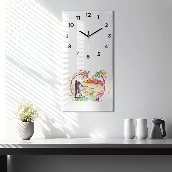 Vertical wall clock Watercolor Love on Miami Beach