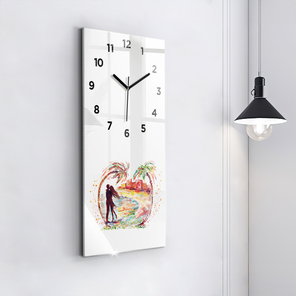 Vertical wall clock Watercolor Love on Miami Beach
