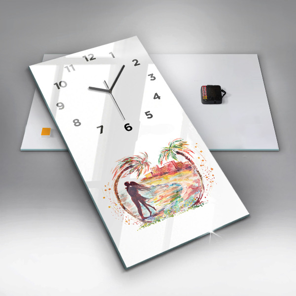 Vertical wall clock Watercolor Love on Miami Beach