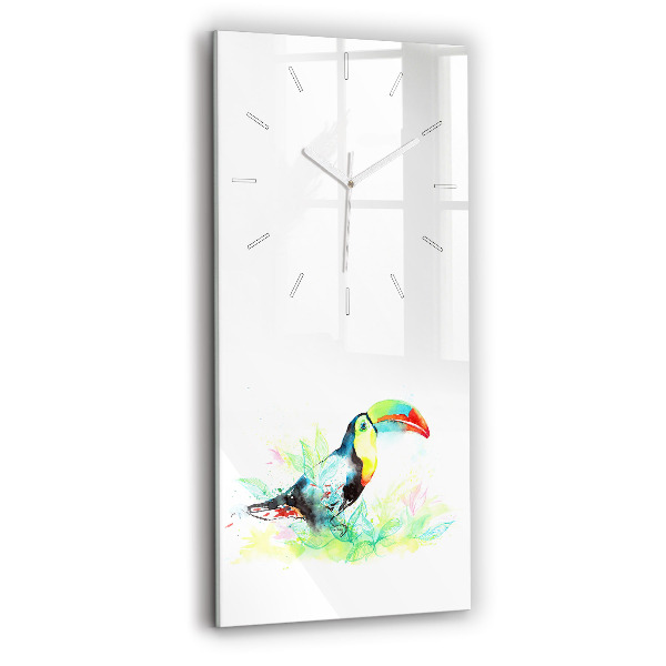 Vertical wall clock Toucan in the grass