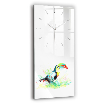 Vertical wall clock Toucan in the grass
