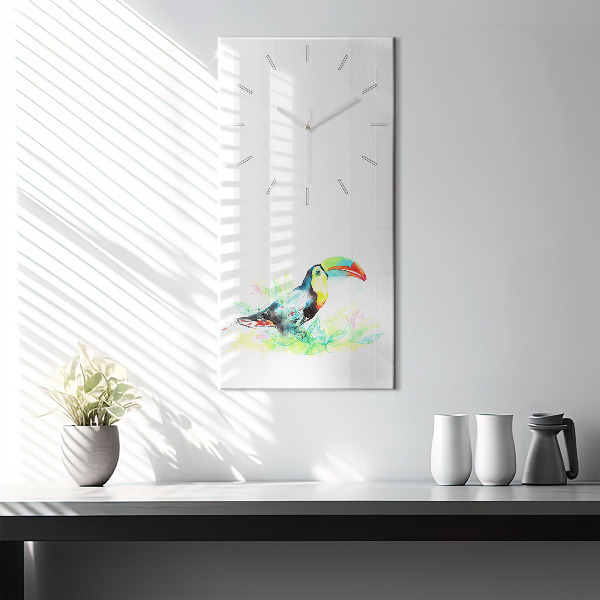 Vertical wall clock Toucan in the grass
