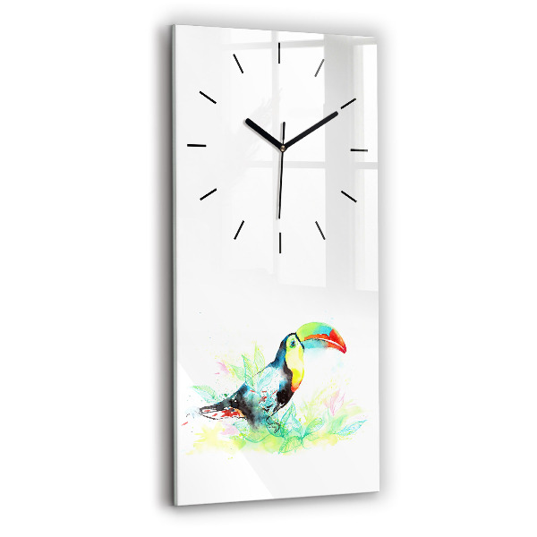 Vertical wall clock Toucan in the grass