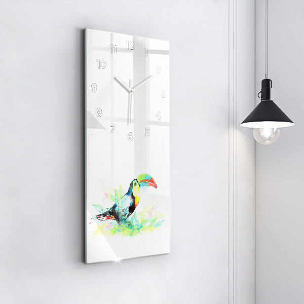 Vertical wall clock Toucan in the grass