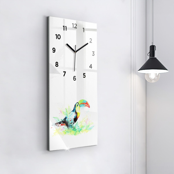 Vertical wall clock Toucan in the grass