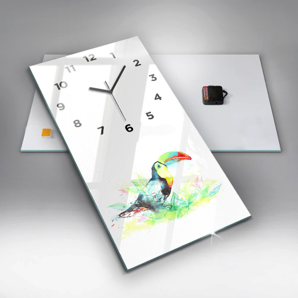 Vertical wall clock Toucan in the grass