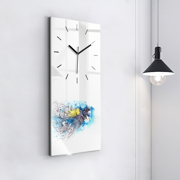 Vertical wall clock Underwater fish life