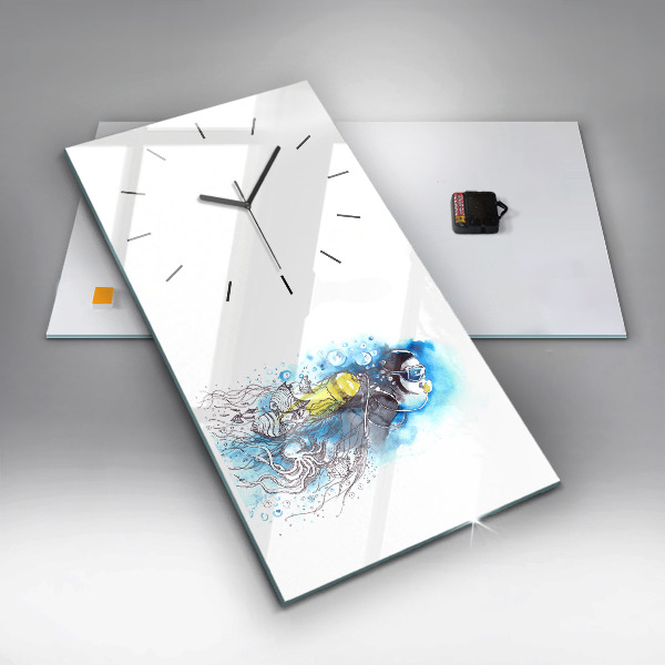Vertical wall clock Underwater fish life
