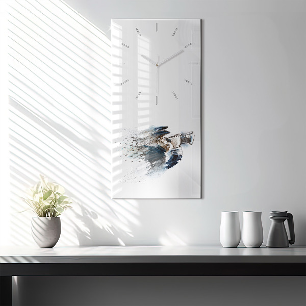Vertical wall clock Captain with binoculars