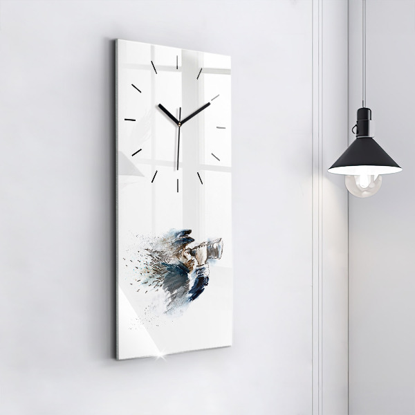 Vertical wall clock Captain with binoculars