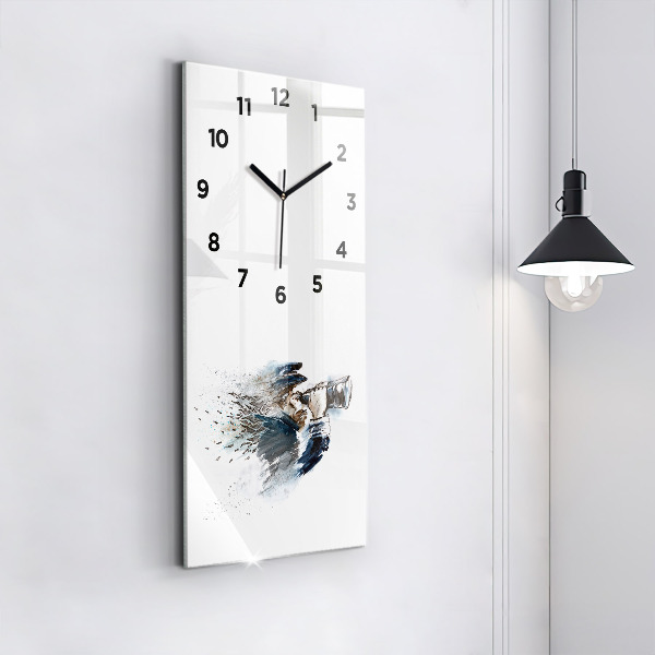Vertical wall clock Captain with binoculars