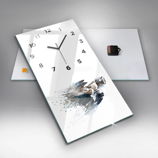 Vertical wall clock Captain with binoculars