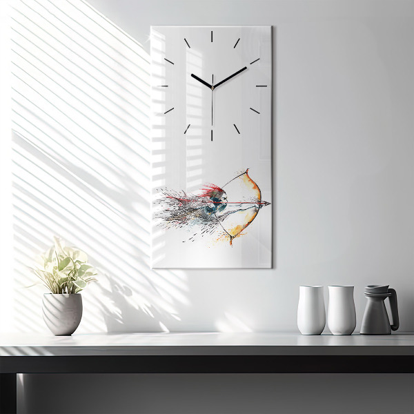 Vertical wall clock A warrior on the hunt