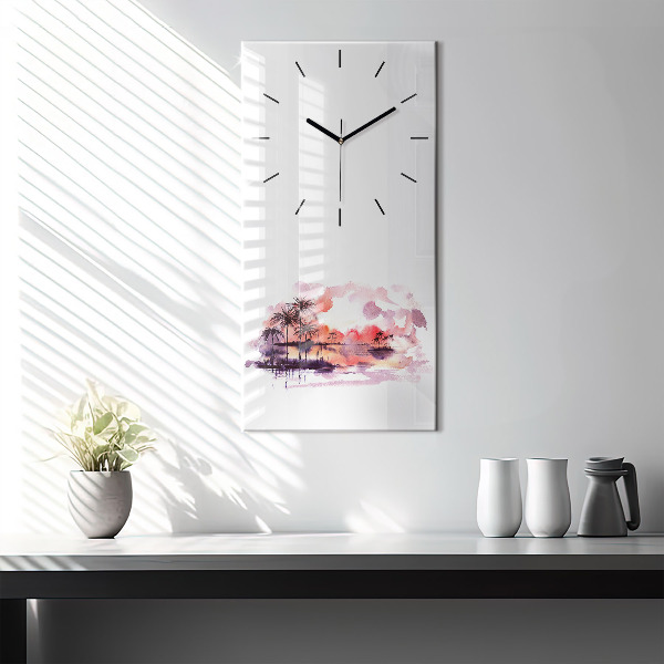 Vertical wall clock Tropical Landscape