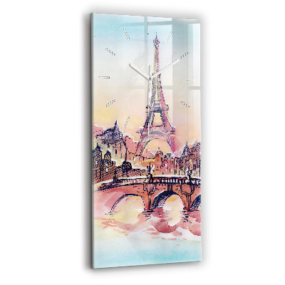 Vertical wall clock Painted Landscape of Paris