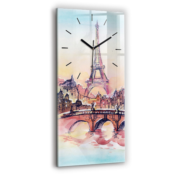 Vertical wall clock Painted Landscape of Paris