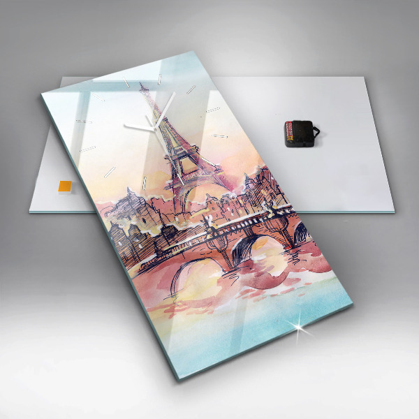 Vertical wall clock Painted Landscape of Paris