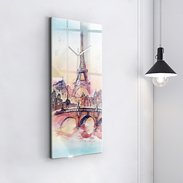 Vertical wall clock Painted Landscape of Paris