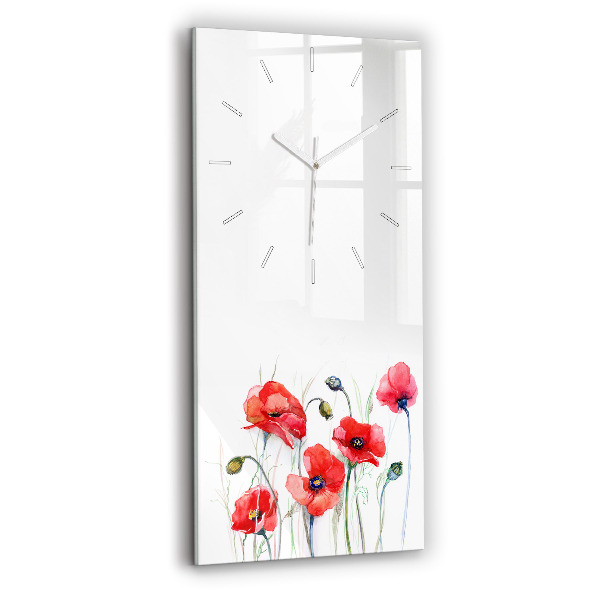 Vertical wall clock Painted Red Poppies