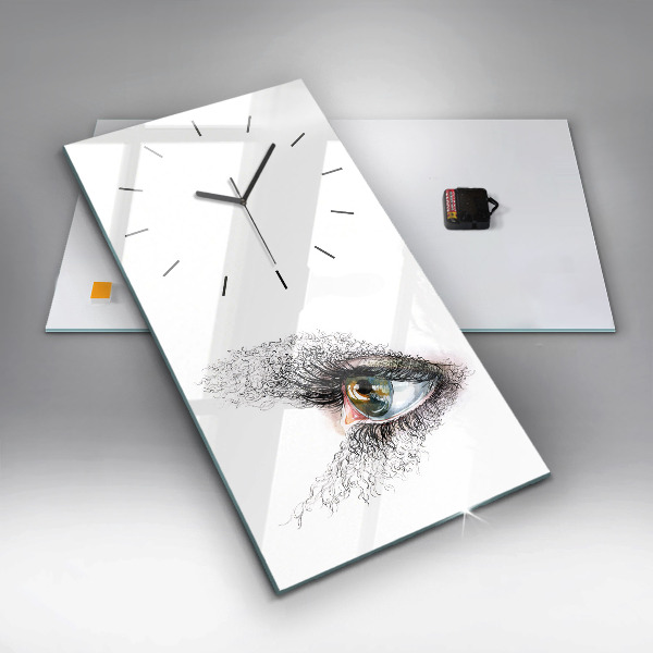 Vertical wall clock Drawing of a human eye