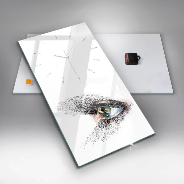 Vertical wall clock Drawing of a human eye