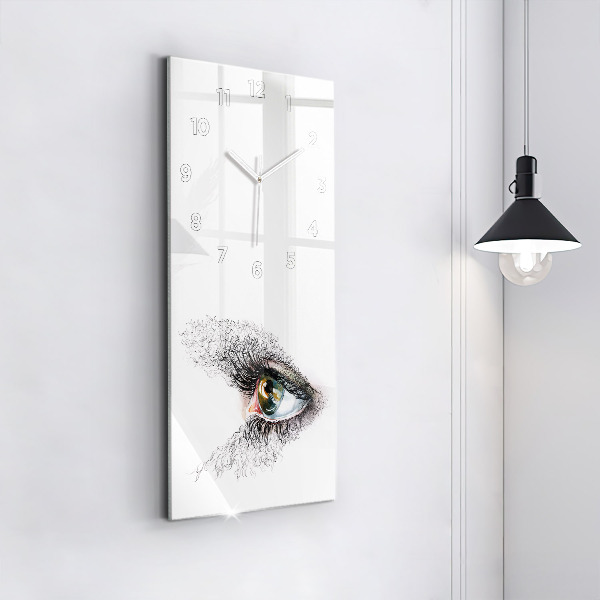 Vertical wall clock Drawing of a human eye