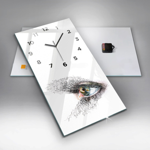 Vertical wall clock Drawing of a human eye