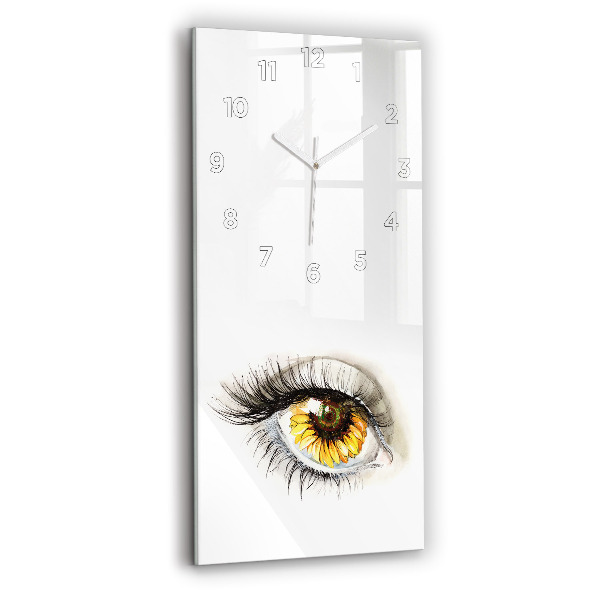 Vertical wall clock Sunflower flower in the eye