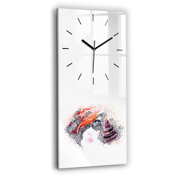 Vertical wall clock Sweet woman with cake