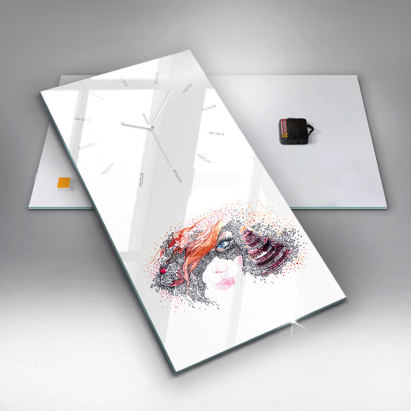 Vertical wall clock Sweet woman with cake