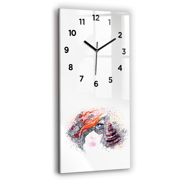 Vertical wall clock Sweet woman with cake