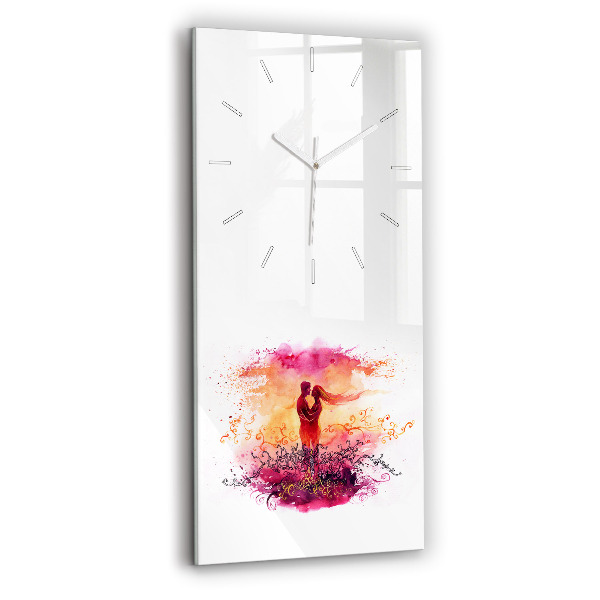 Vertical wall clock Watercolor couple in love
