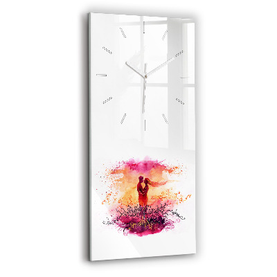 Vertical wall clock Watercolor couple in love