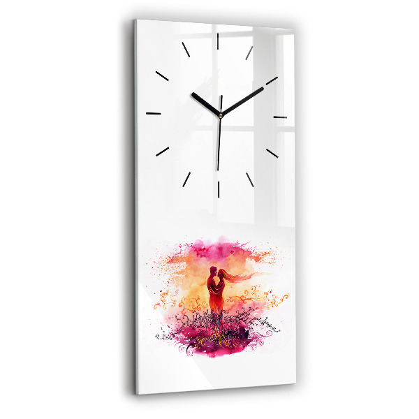 Vertical wall clock Watercolor couple in love