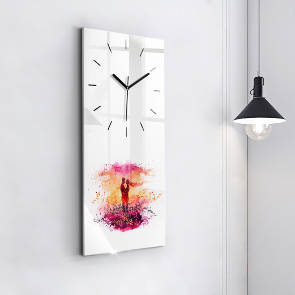 Vertical wall clock Watercolor couple in love