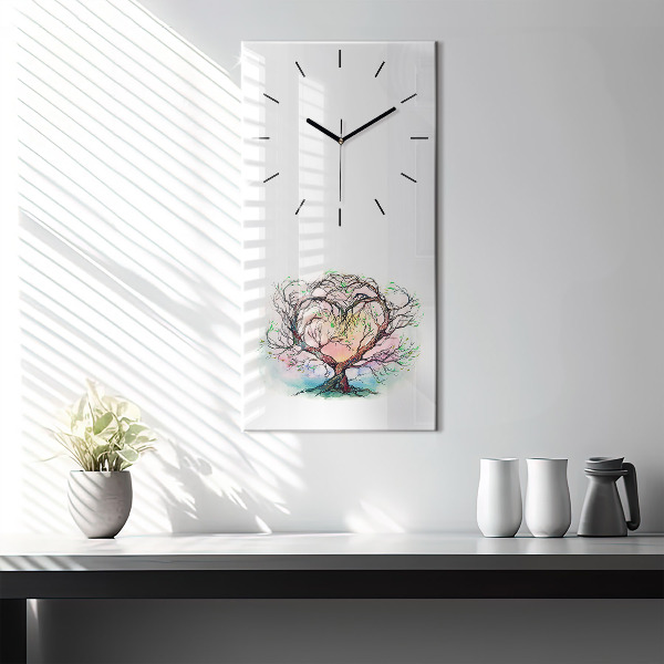 Vertical wall clock Tree the heart of nature