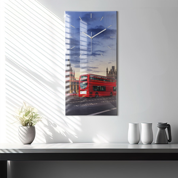 Vertical wall clock Red London Bus