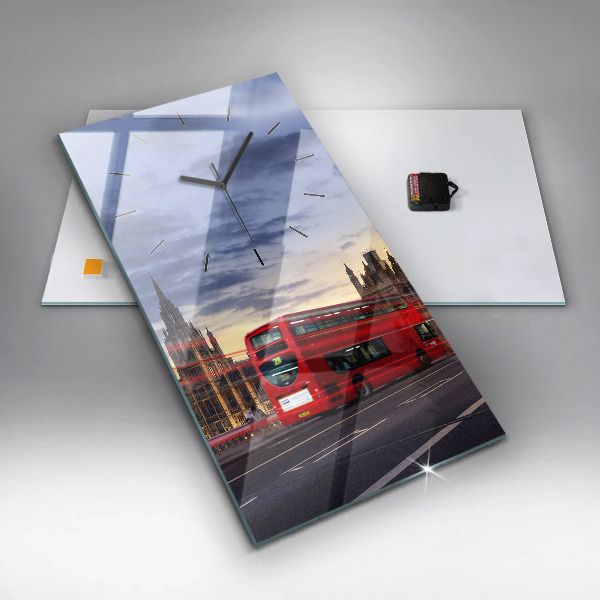 Vertical wall clock Red London Bus