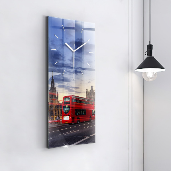 Vertical wall clock Red London Bus